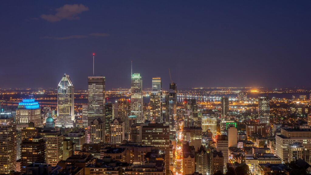 A view of Downtown Montreal from Mount Royal. Many neighbourhoods, including downtown, are in the borough of Ville-Marie.