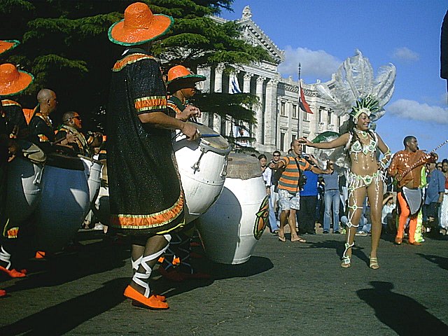 Comparsa on Candombe Day in Montevideo Uruguay