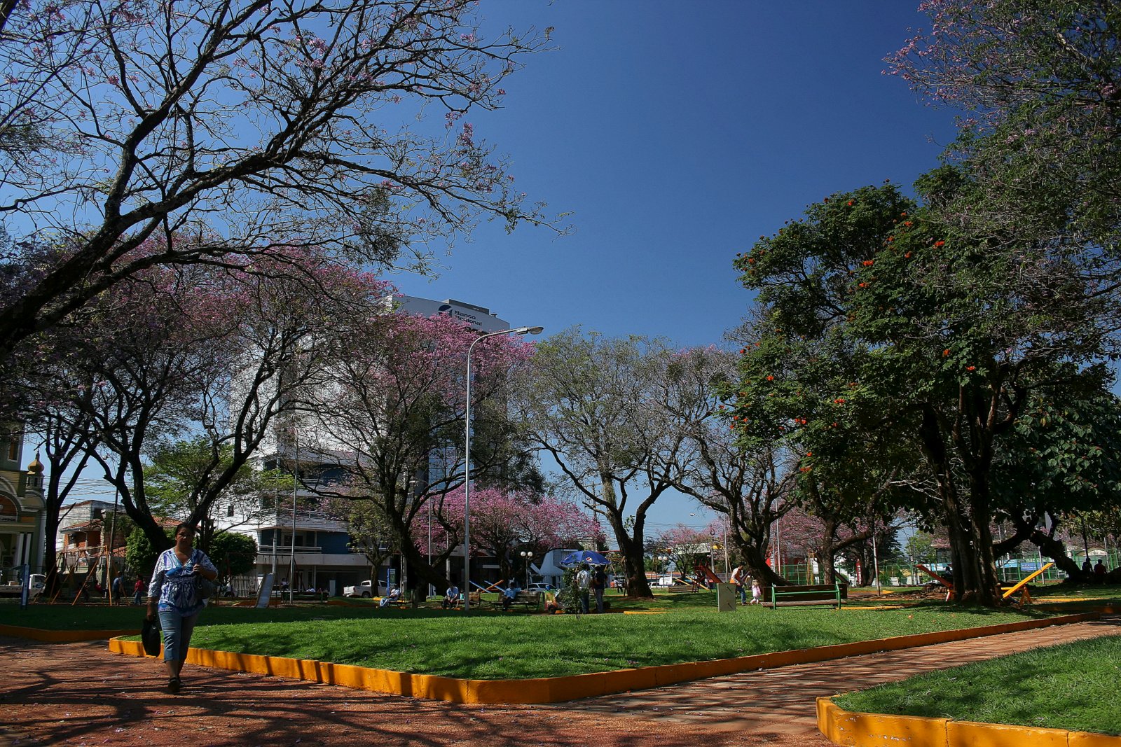 Plaza de Armas, main square of Encarnación, Paraguay.