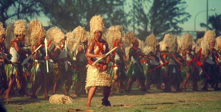 Tonga College students performing a traditional Kailao dance.