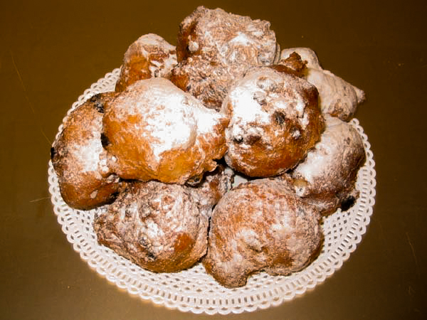 Oliebollen, a Dutch fried pastry, eaten on New Year's Eve