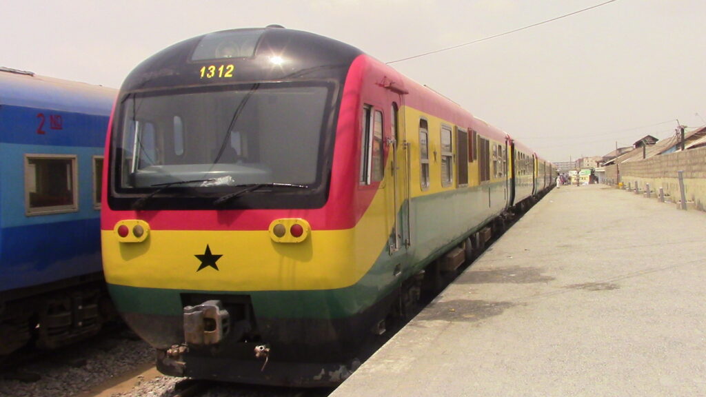 A train parked at the Accra train station