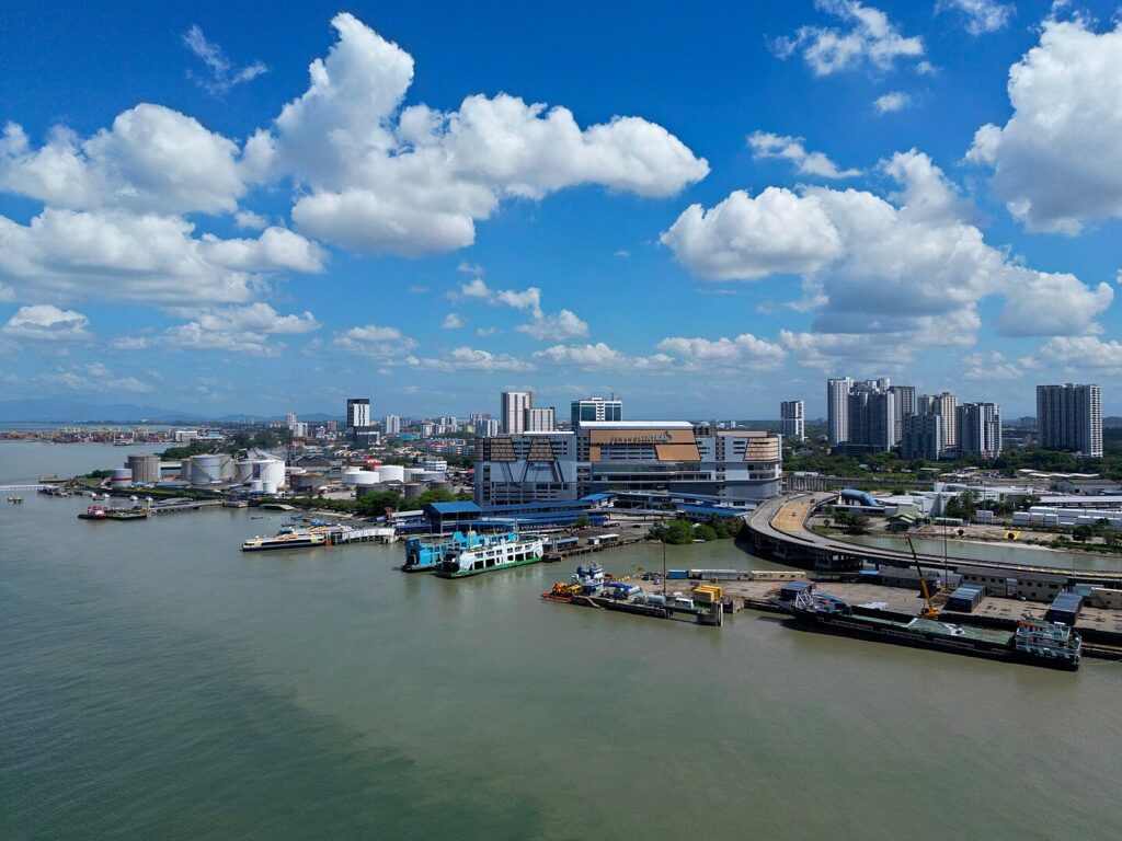 Drone photo of Butterworth in Seberang Perai, Penang, taken in January 2024