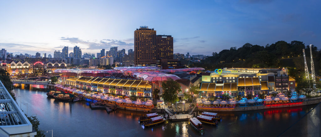 clarke quay panorama singapore night 2014