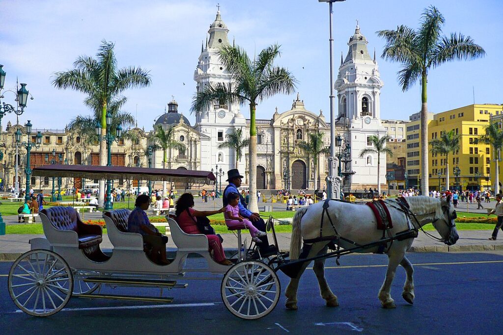 Renaissance Lima Metropolitan Cathedral, built between 1602 and 1797 in the Plaza Mayor de Lima